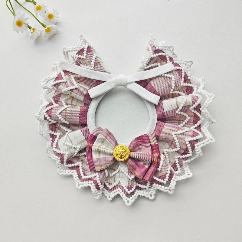 Japanese Style Plaid Pet Bib Scarf for Cats and Dogs