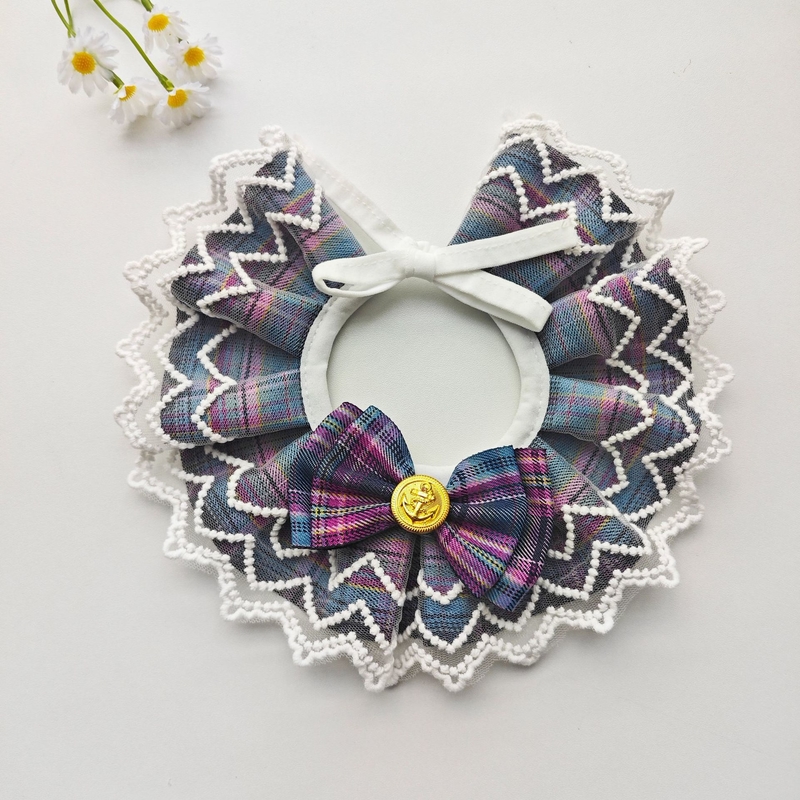 Japanese Style Plaid Pet Bib Scarf for Cats and Dogs