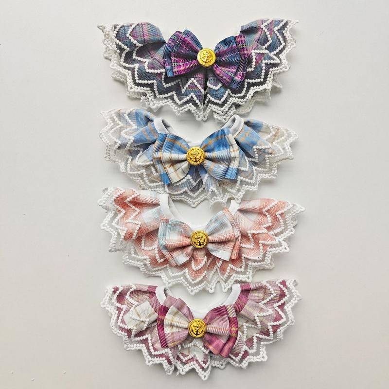 Japanese Style Plaid Pet Bib Scarf for Cats and Dogs